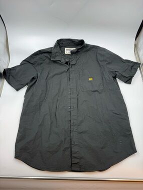 Caterpillar Black Button Up Shirt Patch Pocket Size Lg